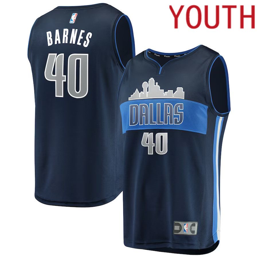 Youth Dallas Mavericks #40 Harrison Barnes Fanatics Branded Navy Fast Break Replica NBA Jersey